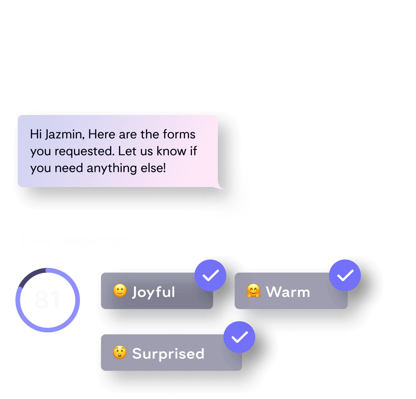 An illustration representing how Whispir's Tone of Voice feature is aided by AI